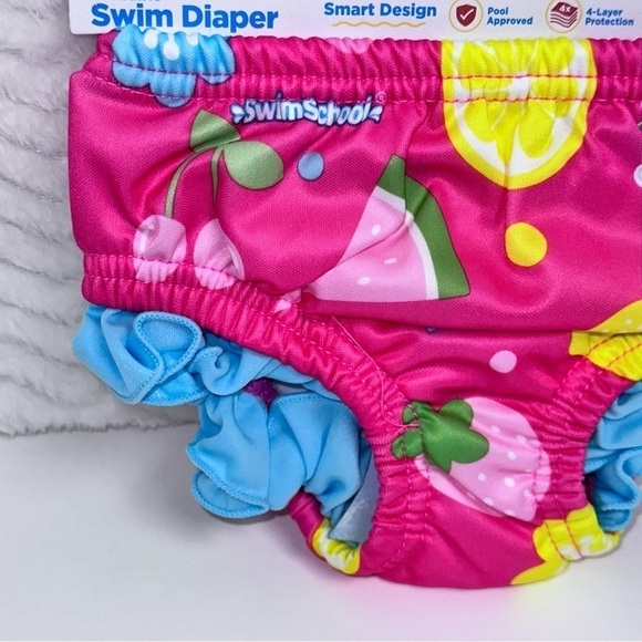 Swim School Girl’s Reusable Swim Diaper Size 12 Months 18/22 LBS. Ruffles NWT - Picture 5 of 9
